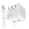 35W Dual USB-C Port Compact Power Adapter with 5FT C to C,Charging Cord for iPhone 16 15 14 13 12 11 Pro Max Plus,Samsung