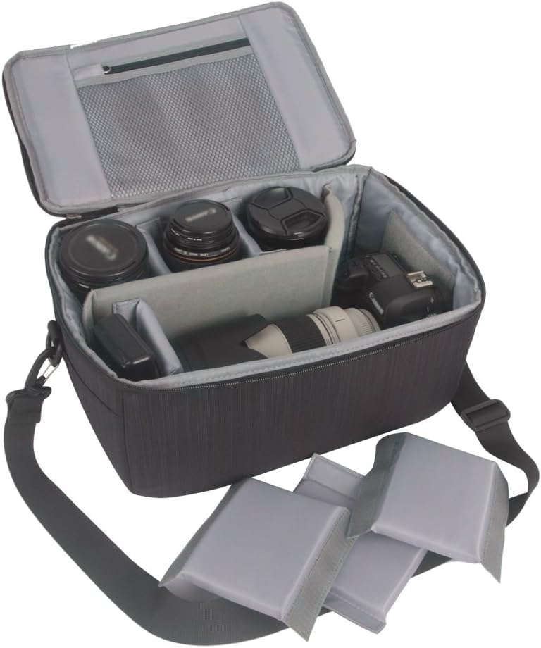 Koolertron Dslr Camera Insert Bag Purse Universal Liner Lens Pouch Partition Protective Cover Waterproof Sleeve for Cannon/Nikon/Sony (Black)