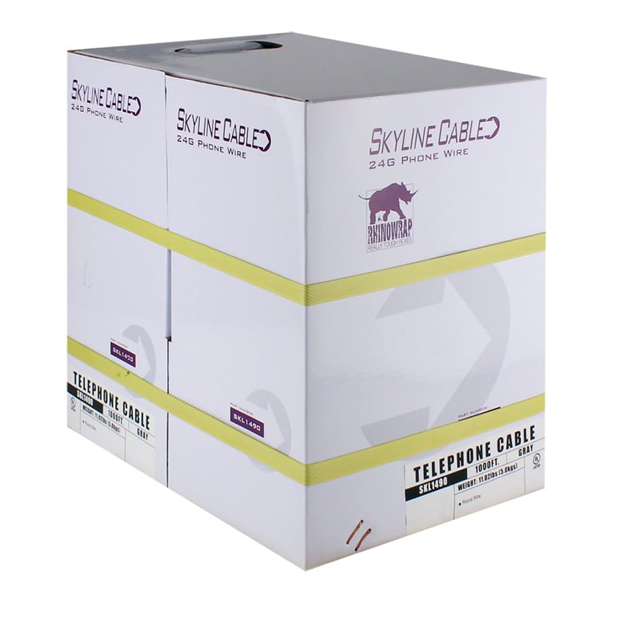 Skywalker Skyline Solid 4-Conductor Round Phone Wire (Gray / 1000ft Reel-in Box)