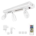 LUXSWAY LED Track Light Plug in Spotlight with Remote and 3 Adjustable Light Heads, Dimmable Under Cabinet Track Lighting for Indoor Artwork, Picture