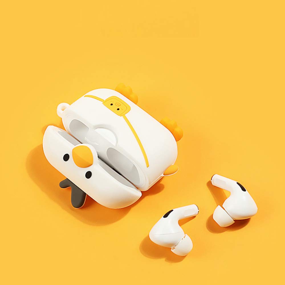 Cute Duck Case Compatible for AirPods Case Pro & Pro 2 Generation, Men Women Silicone Funny Kawaii Fashion Cartoon 3D Duck Skin Cover for AirPods