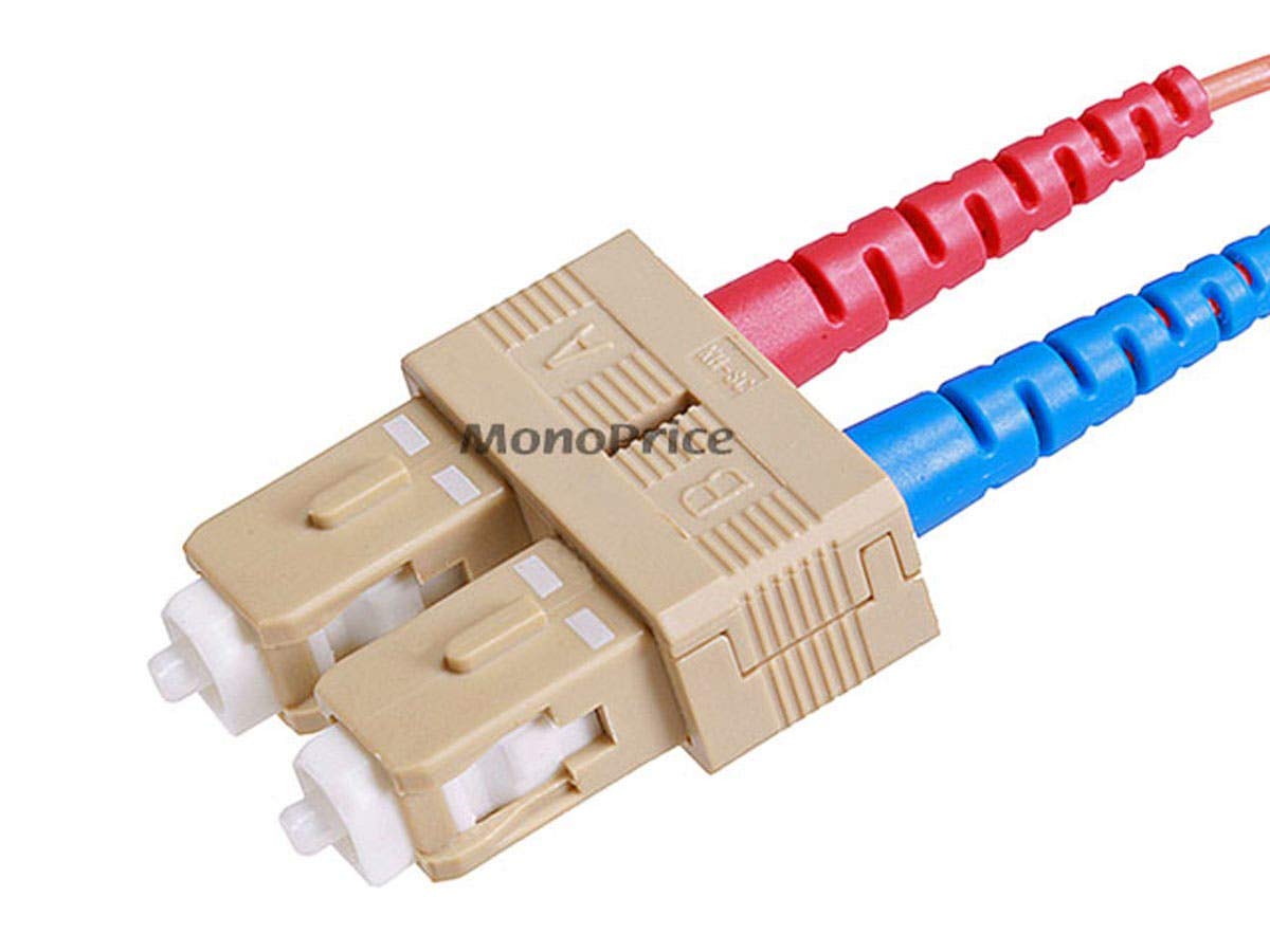 Monoprice Fiber Optic Cable - 2 Meter - Orange | LC to SC OM1, 62.5/125 Type, Multi Mode, Duplex