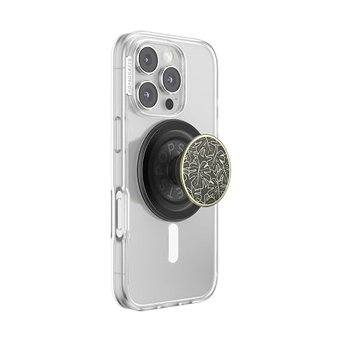 PopSockets Phone Grip for MagSafe, Magnetic Holder, Phone Stand, Enamel - Enamel Monstera