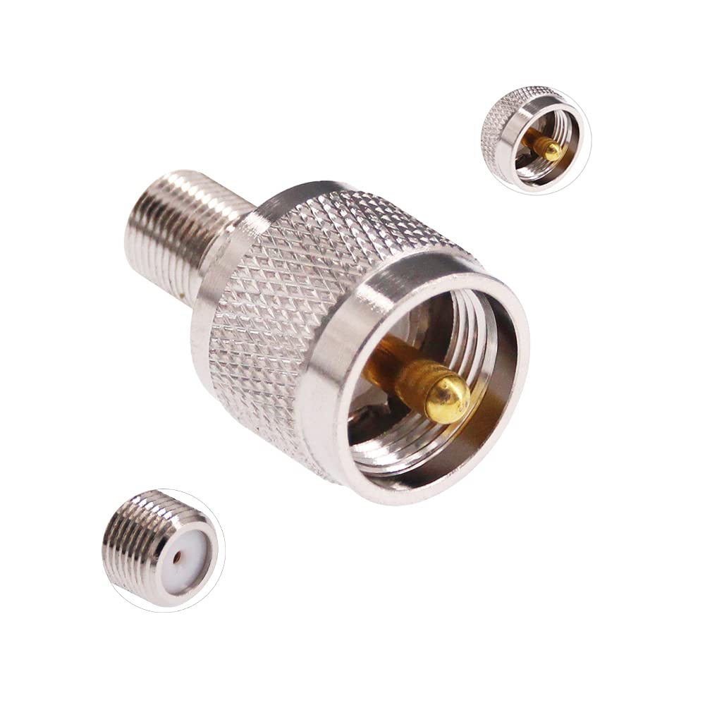 RFaha 2pcs UHF Male PL259 PL-259 to F Female RF Coax Adapter UHF to F Coaxial Connector for TV Antenna, RG-6 Cable, Wireless LAN Devices, Wi-Fi Radios