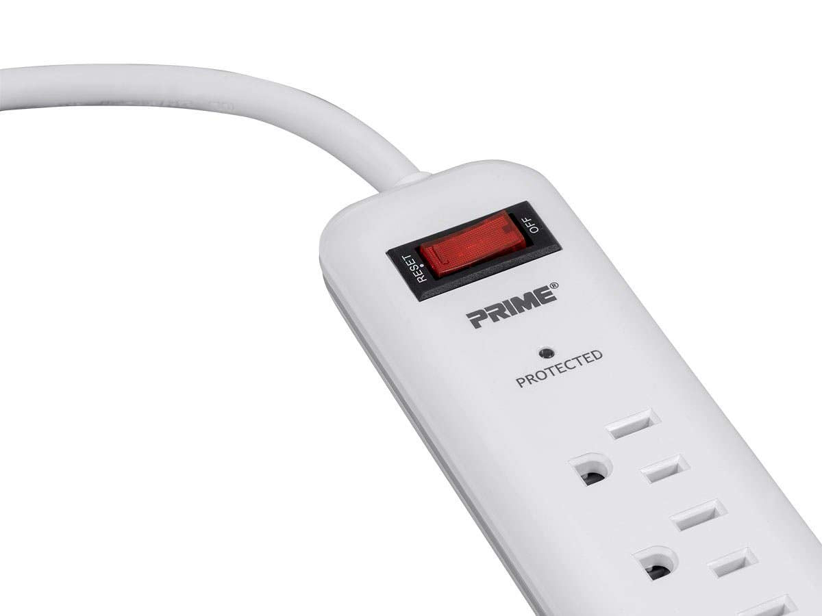 Prime Wire & Cable PB2013X2 6-Outlet Surge Protector with 14-3 SJT 1.5 Cord, 2-Pack,White