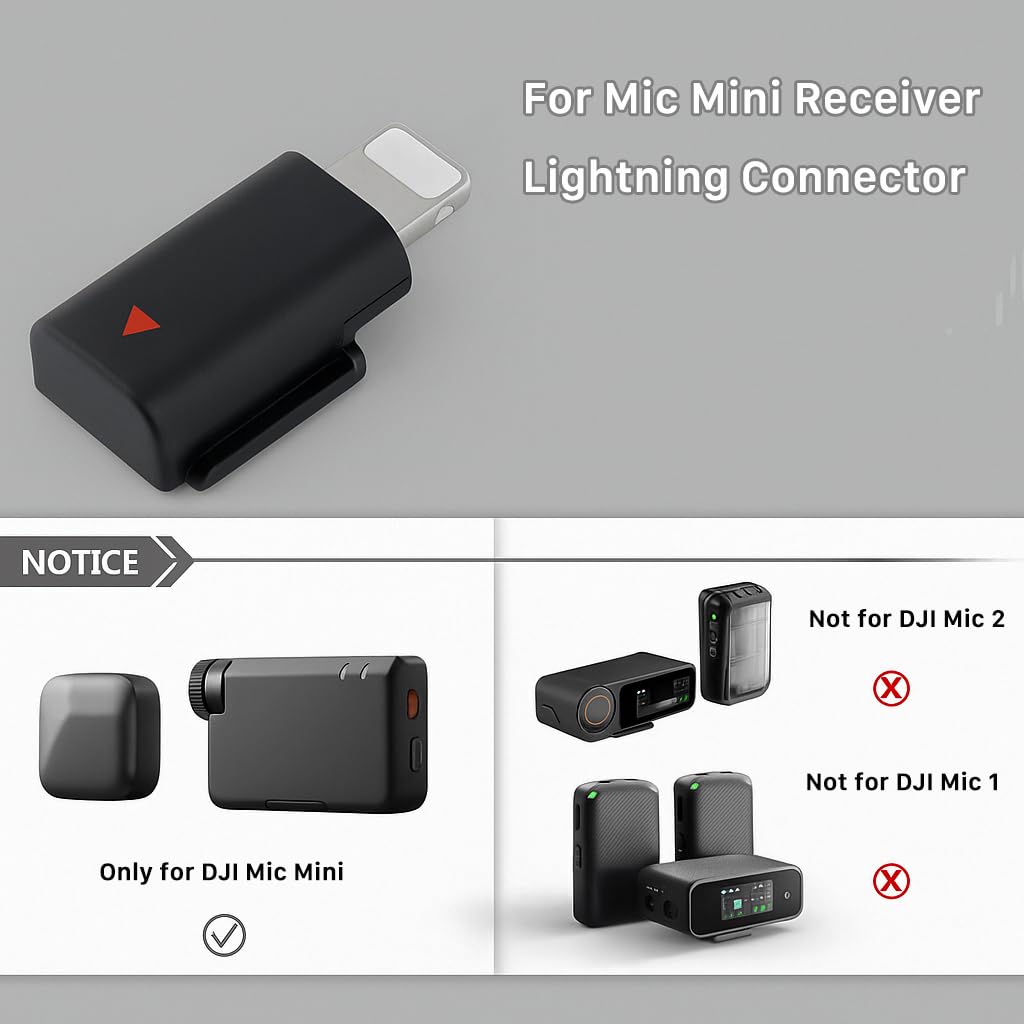 AUPEYZ Lightning Adapter Compatible with DJI Mic Mini Receiver - Mobile Audio Connector for iPhone 14 and Earlier