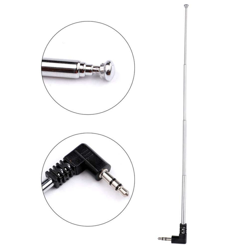 Taidacent 10 Pcs 3.5MM Connector Low Frequency TV Audio/Digital UHF VHF Telescopic Radio Antenna Extendable FM Whip Antenna DIY High Gain FM Radio