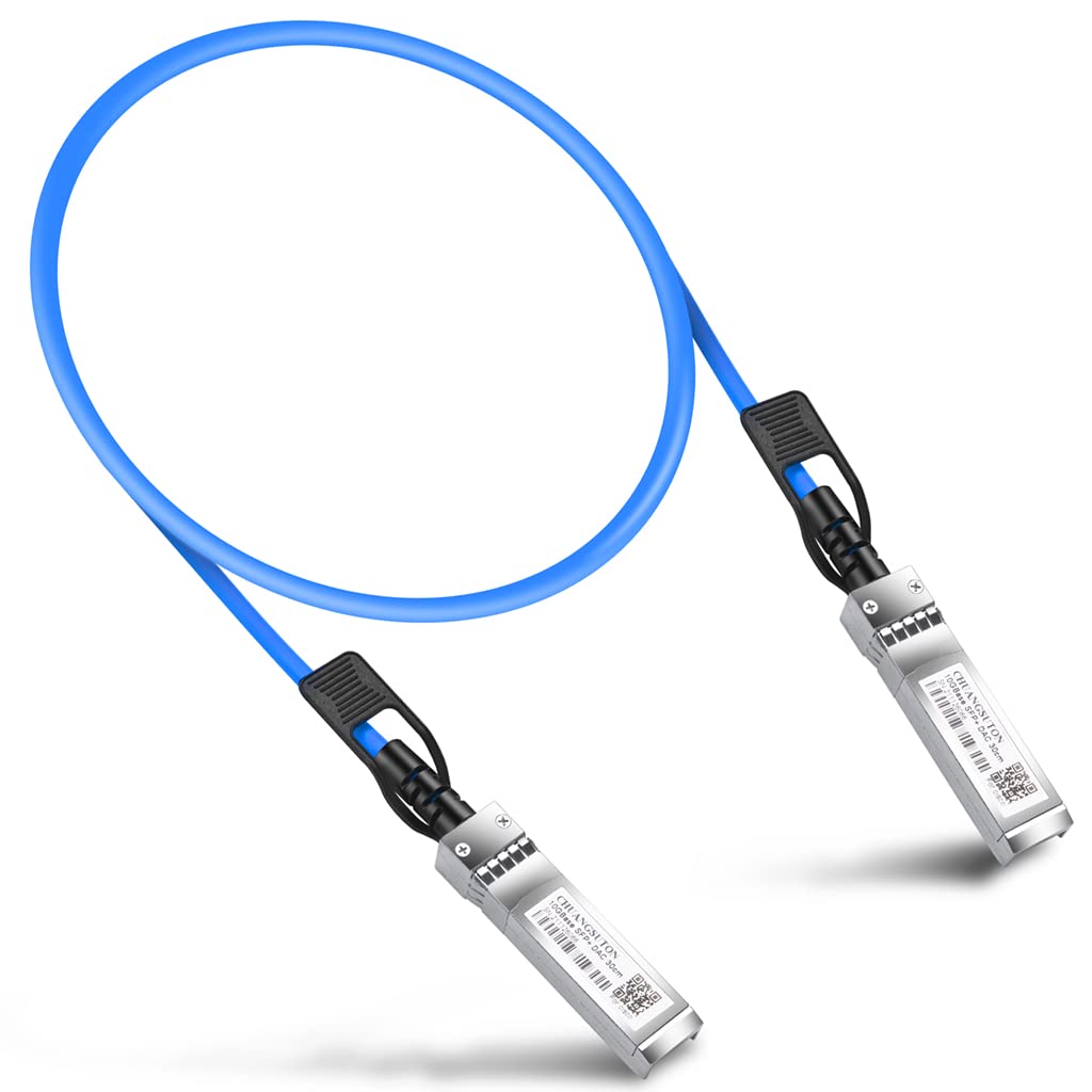 CHUANGSUTON Blue 10GbE SFP+ Passive Direct Attach Copper Cable for MikroTik S+DA0001 10GBase-CU Ethernet 10Gb/s SFP+ to SFP+ DAC Twinax Cable