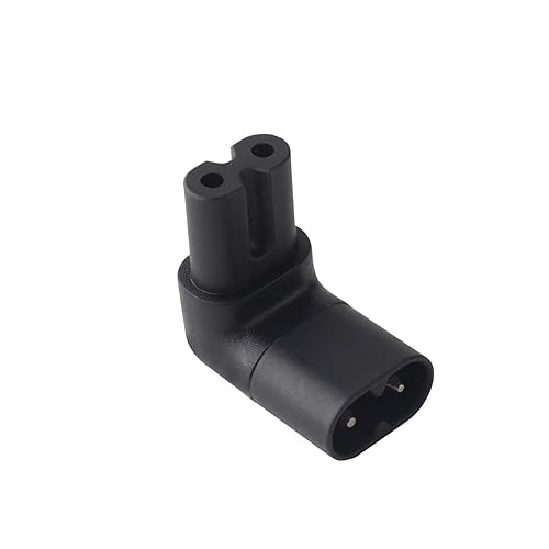LBSC Figure 8 IEC 320 C7 to C8 90 Degree Up Down Angled Right Angle AC Adapter Extension, Black