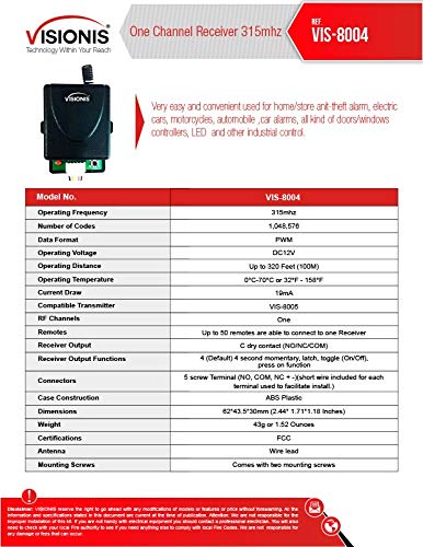 Visionis FPC-7470 One Door Access Control Outswinging Door 600lbs Electromagnetic Lock Kit with Wireless Receiver and Remote Magnetic Lock System