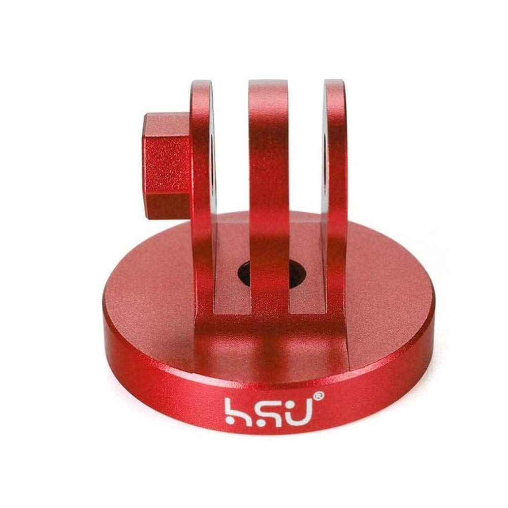 HSU Aluminum Tripod Mount Adapter for GoPro, Hero 12/11/10/9/8/7/6/5/4/3 Action Camera Monopod Mount with Thumbscrew (Red)