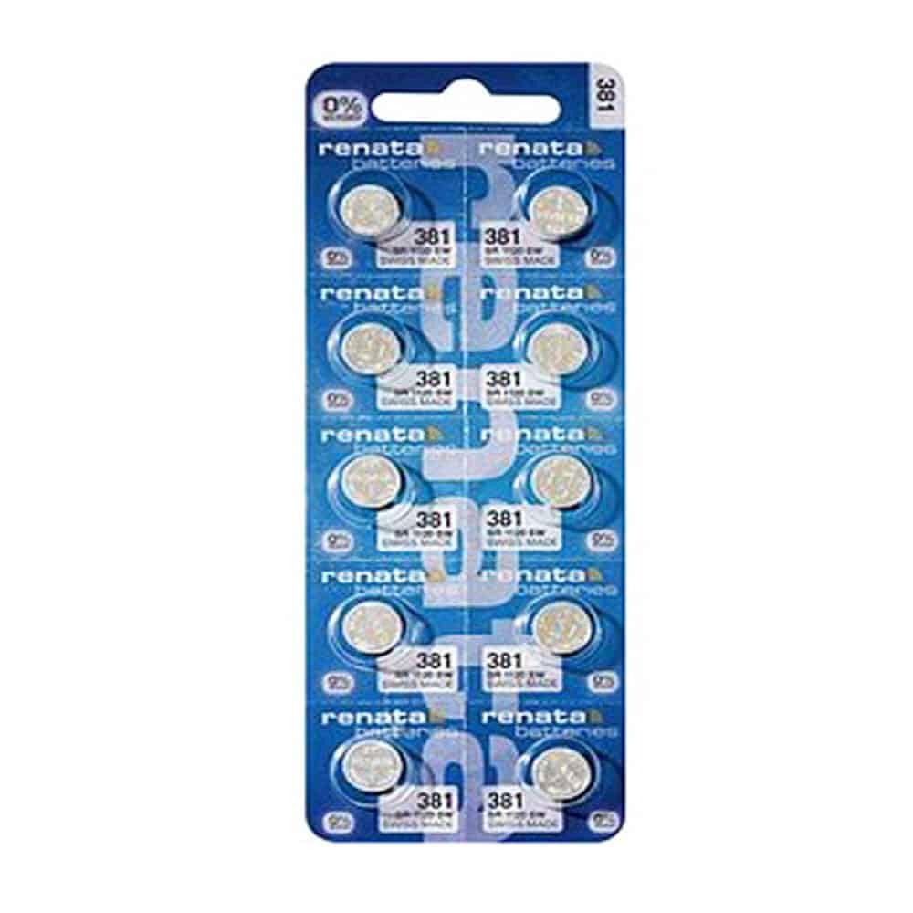 Renata 381 SR1120SW Batteries - 1.55V Silver Oxide 381 Watch Battery (10 Count)