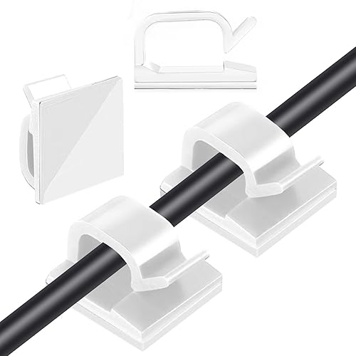 GGFOXLEW 3/4 in Adhesive Cable Clips, 60pcs Outdoor Light Clips, Cord Clips, Sturdy Wire Clips, Finisher Wire Clamp for Home, Car, Office Wire