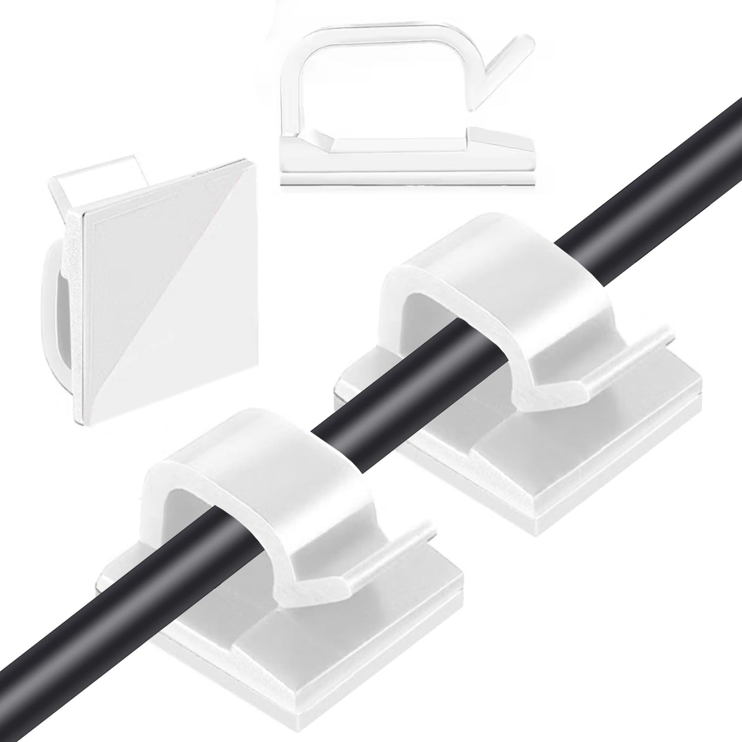 GGFOXLEW 3/4 in Adhesive Cable Clips, 60pcs Outdoor Light Clips, Cord Clips, Sturdy Wire Clips, Finisher Wire Clamp for Home, Car, Office Wire