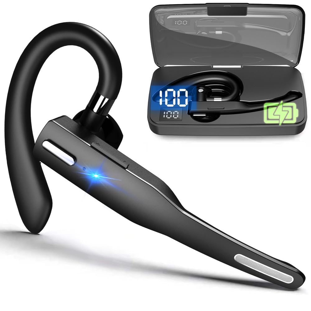 epekops AI Bluetooth Headset Wireless Bluetooth Headphone Earphone Earpiece with Translation, Noise Cancelling, Last 72H, Single-Ear Earbuds
