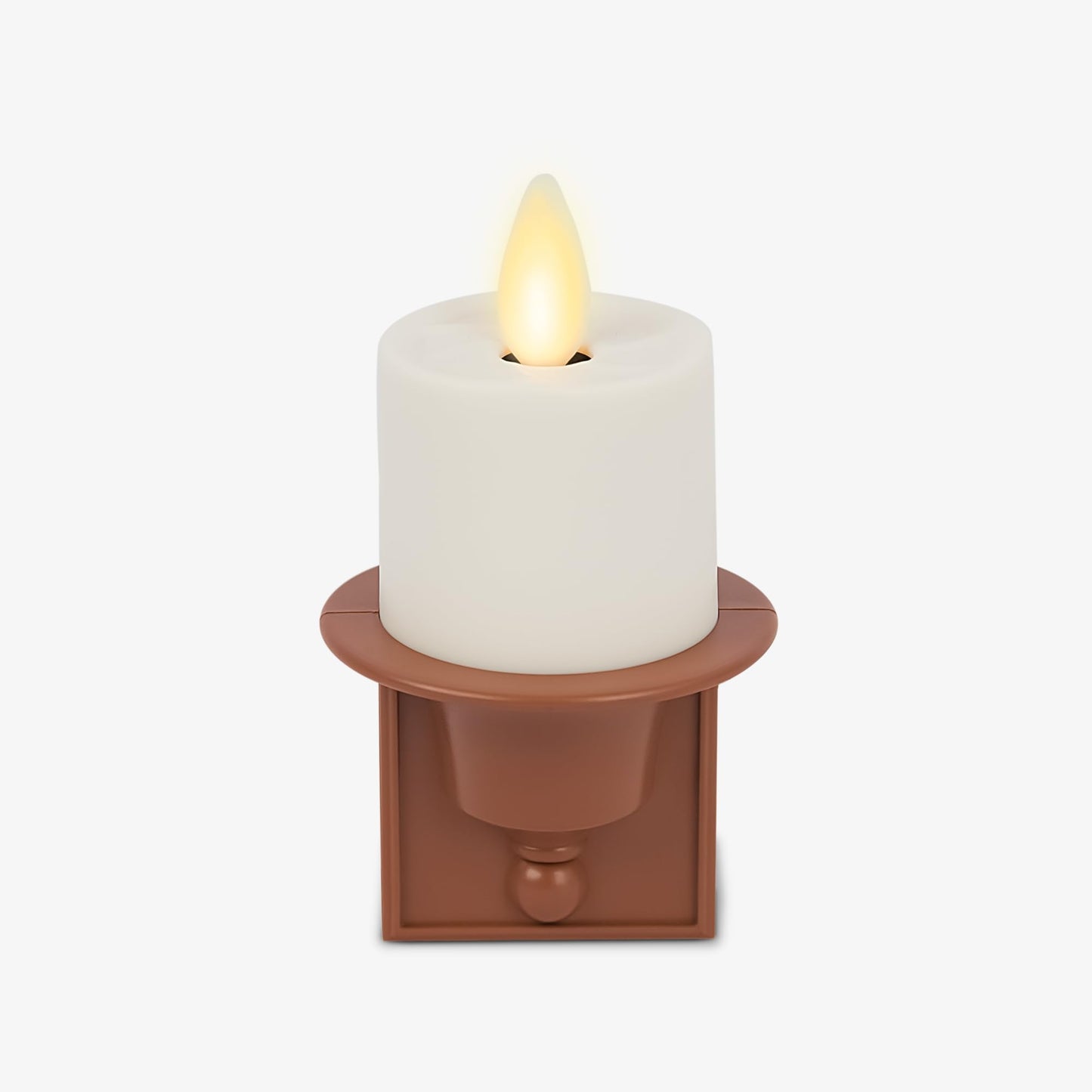 Luminara Flameless Candle Nightlight w/Dusk to Dawn Light Dark Auto Sensor, Baked Clay Wall Plug Indoor Night LED Light w/Real-Flame Effect