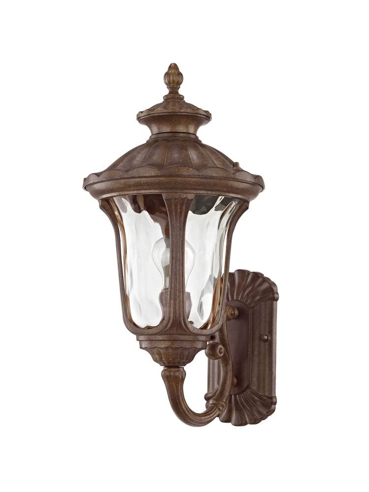 Livex Lighting 7652-58 Oxford 1 Light Imperial Bronze Cast Aluminum Wall Lantern with Light Amber Water Glass