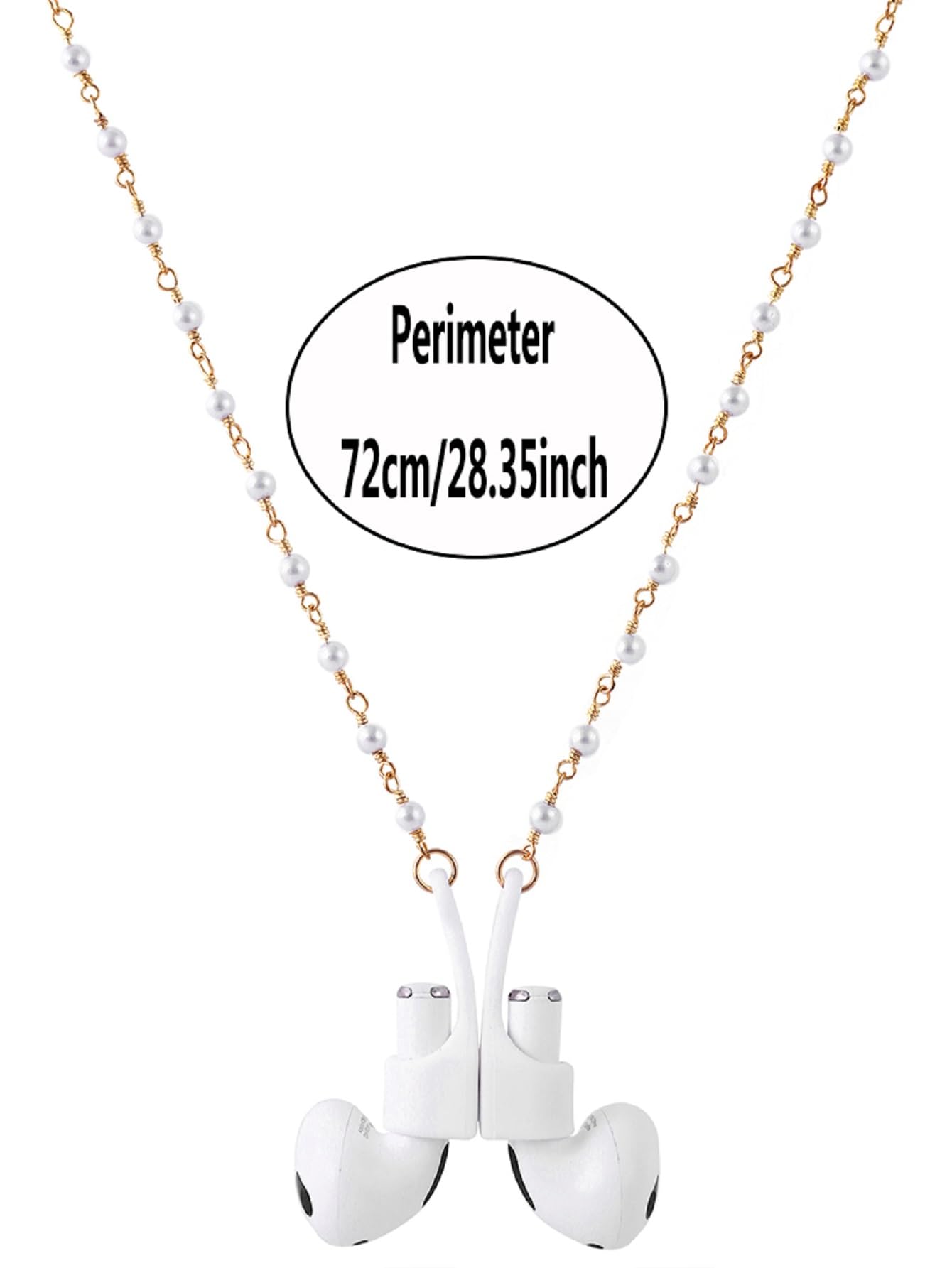 Niltpel Strap Magnetic Strong lanyard Anti-Lost Plastic Pearl Beads String - Accessories Compatible for Airpods PRO/3/2/1?72cm (White pearl 8-figure