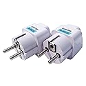 ALINNA 2 Pack Germany France Europe Travel Power Adapter, Universal AU UK US to EU Europe Plug AC 250V European Schuko Type E F Outlet (White)