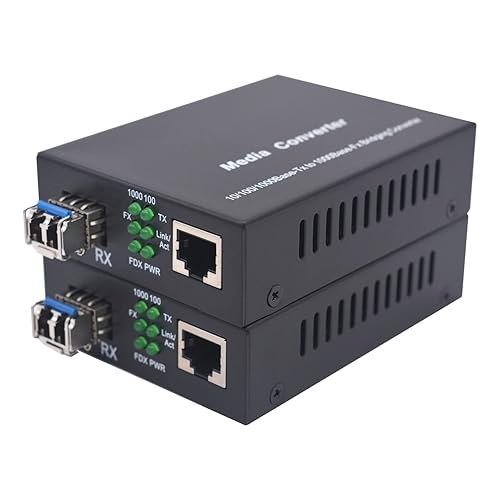 Multi-Mode LC Gigabit Fiber Media Converter - Include 2 SFP Transceiver 2Km, Wavelenth 1310nm, LC to UTP Cat5e 10/100/1000 RJ-45 -Gigabit Ethernet