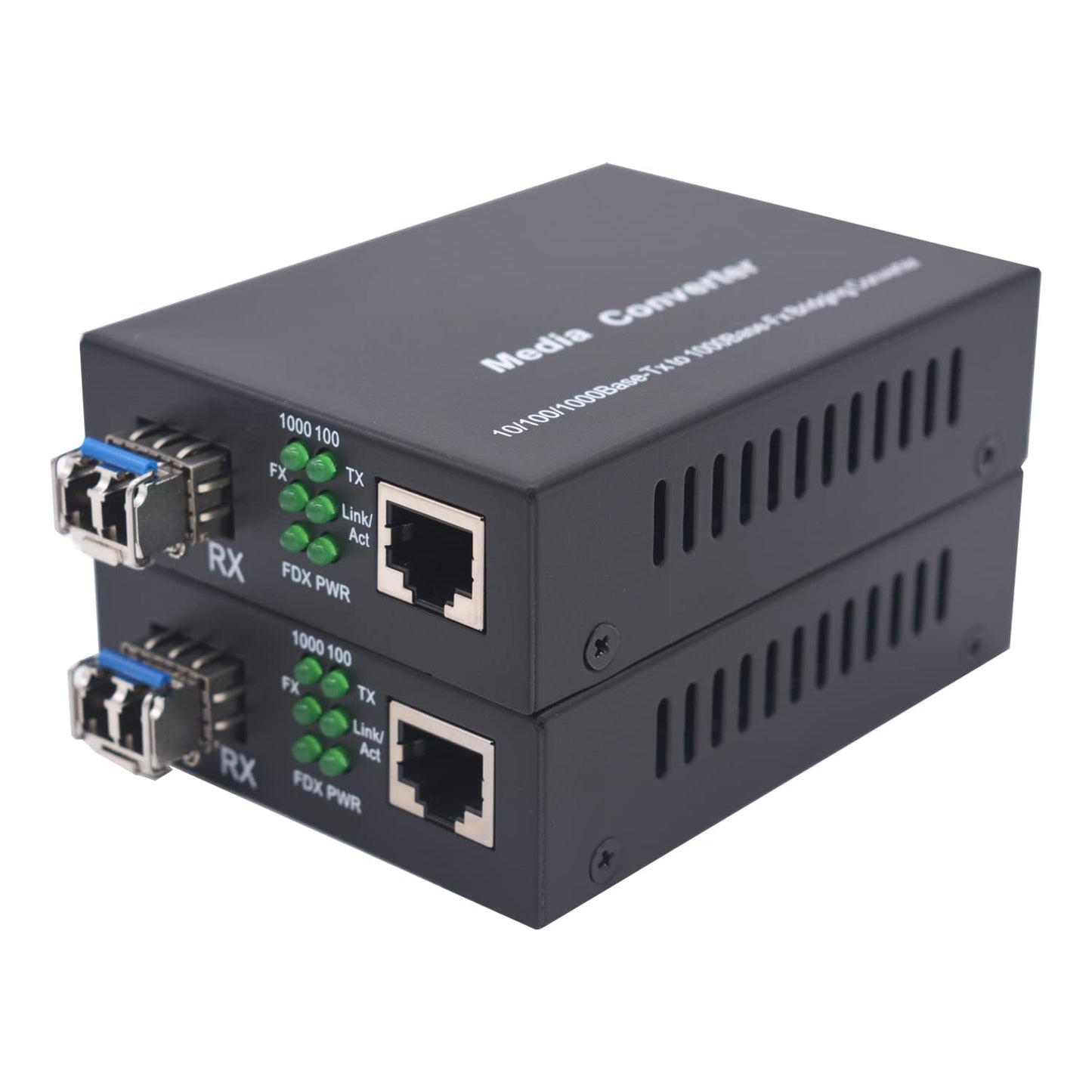 Multi-Mode LC Gigabit Fiber Media Converter - Include 2 SFP Transceiver 2Km, Wavelenth 1310nm, LC to UTP Cat5e 10/100/1000 RJ-45 -Gigabit Ethernet