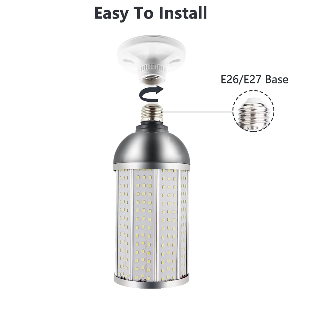 Intpro LED Light Bulb - Super Bright Cob Light 60W 7000lm E26 Daylight 5000K 550W Equivalent 2Pack for Indoor Garage, Basement, Barn High Bay