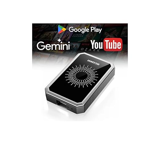 LAMTTO Wireless CarPlay Adapter with Gemini AI, 4GB+32GB Magic Box with Full Google Play Access-Download Streaming Apps, Games, Support Android Auto