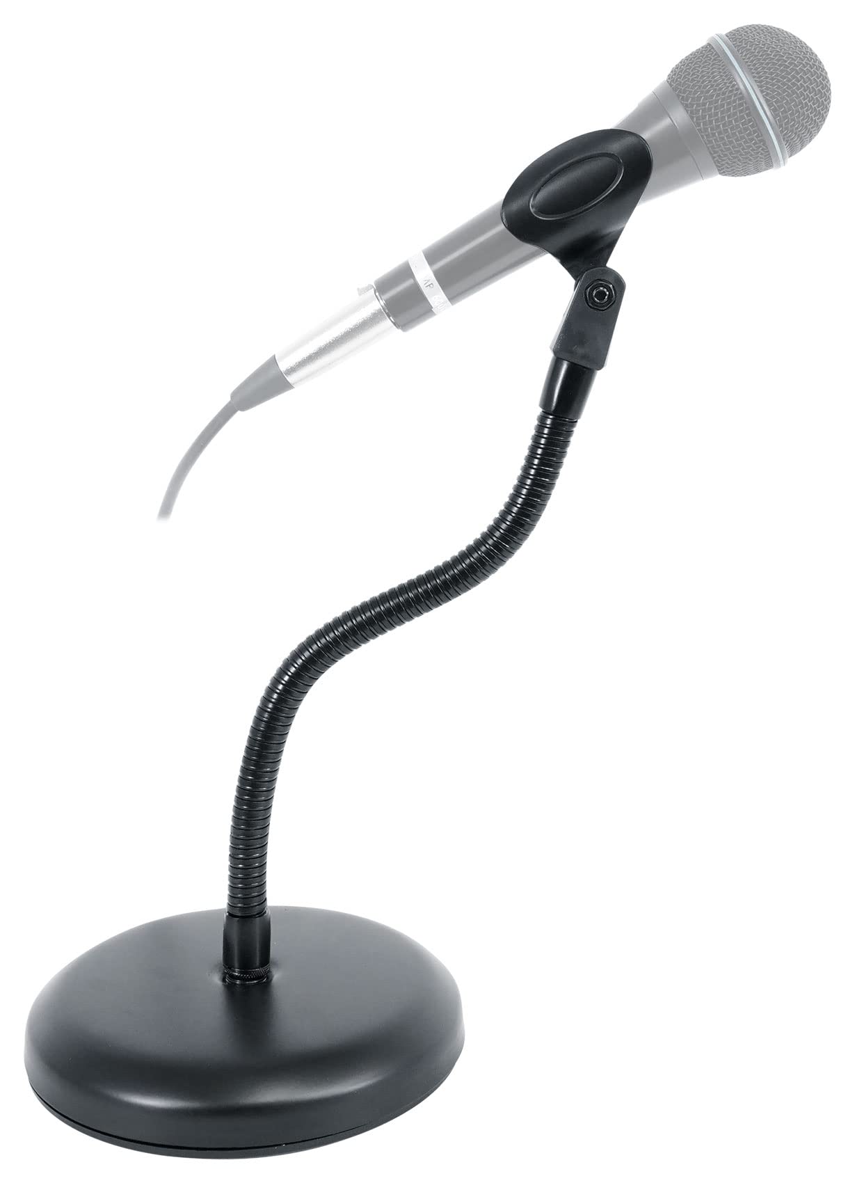 Rockville RDMS7 Desktop Mic Stand w/ 11.8" Gooseneck, Weighted Base, Mic Clip, Webcam Adapter, Perfect for Podcasting, Streaming & Studio Use