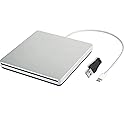 Aouan External CD DVD Drive Burner/Portable/Slim/Reader/Type-c/USB-C Drive(Equipped with USB 3.0 Adapter) for MacBook Pro/PC/Mac/Laptop/Air Windows7/