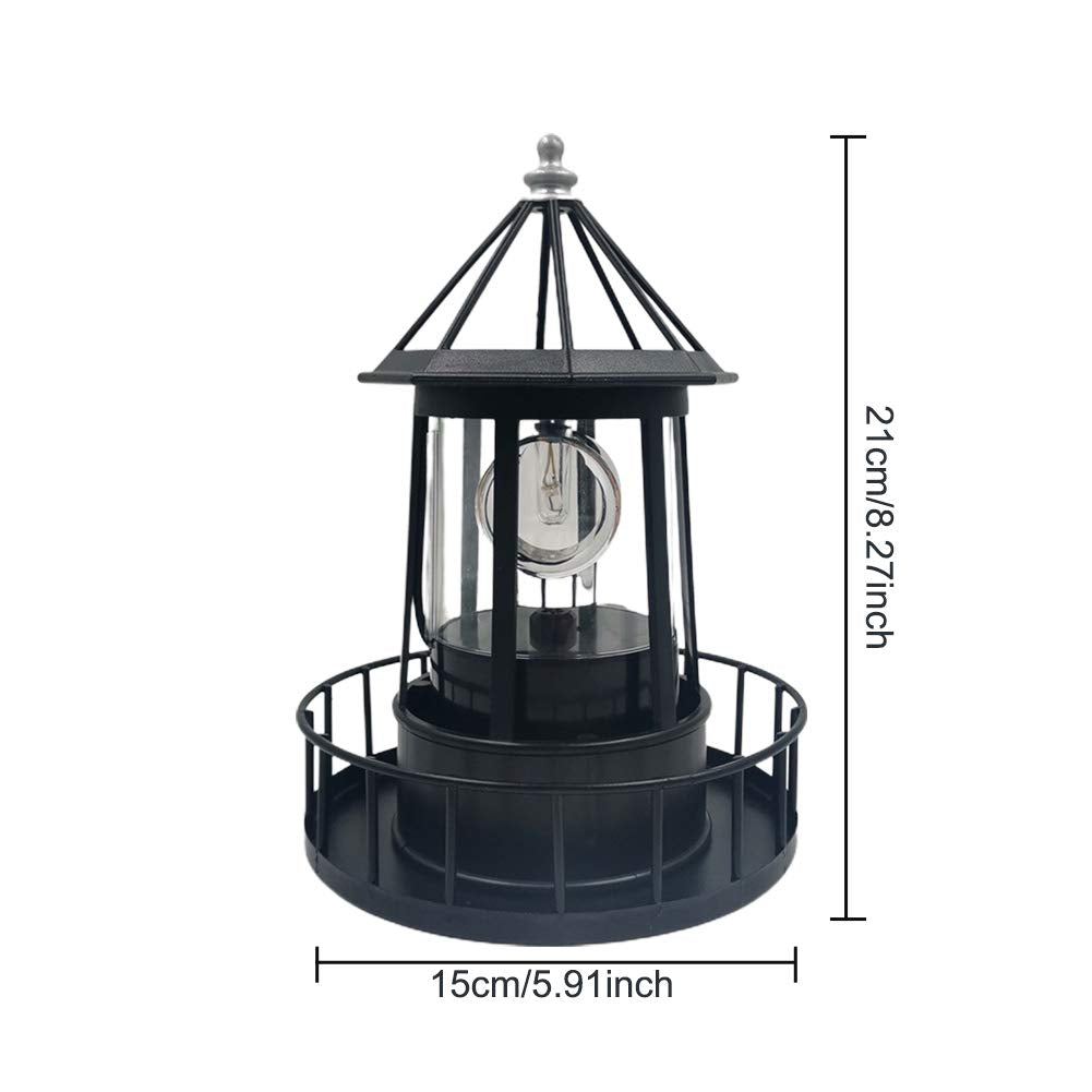 CALIDAKA LED Solar Powered Lighthouse 360 Degree Rotating Lighthouse Landscape IP65 Waterproof Durable Rotatable Outdoor Solar Light Lamp Hanging