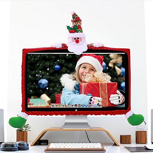 PartyYeah Christmas Computer Monitor Cover, Elastic Xmas Decorations Reindeer Computer Monitor Border Cover, Elastic Laptop Computer Cover for Xmas