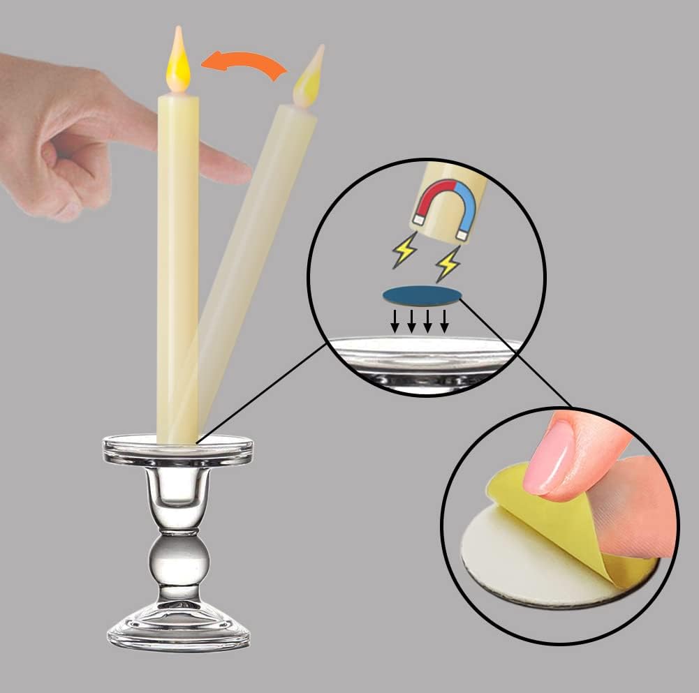 Strg Christmas Flameless Candles with Remote Timer, Christmas Window Taper Candles with Suction Cup and Magnetic Base Battery Operated Candle Sticks