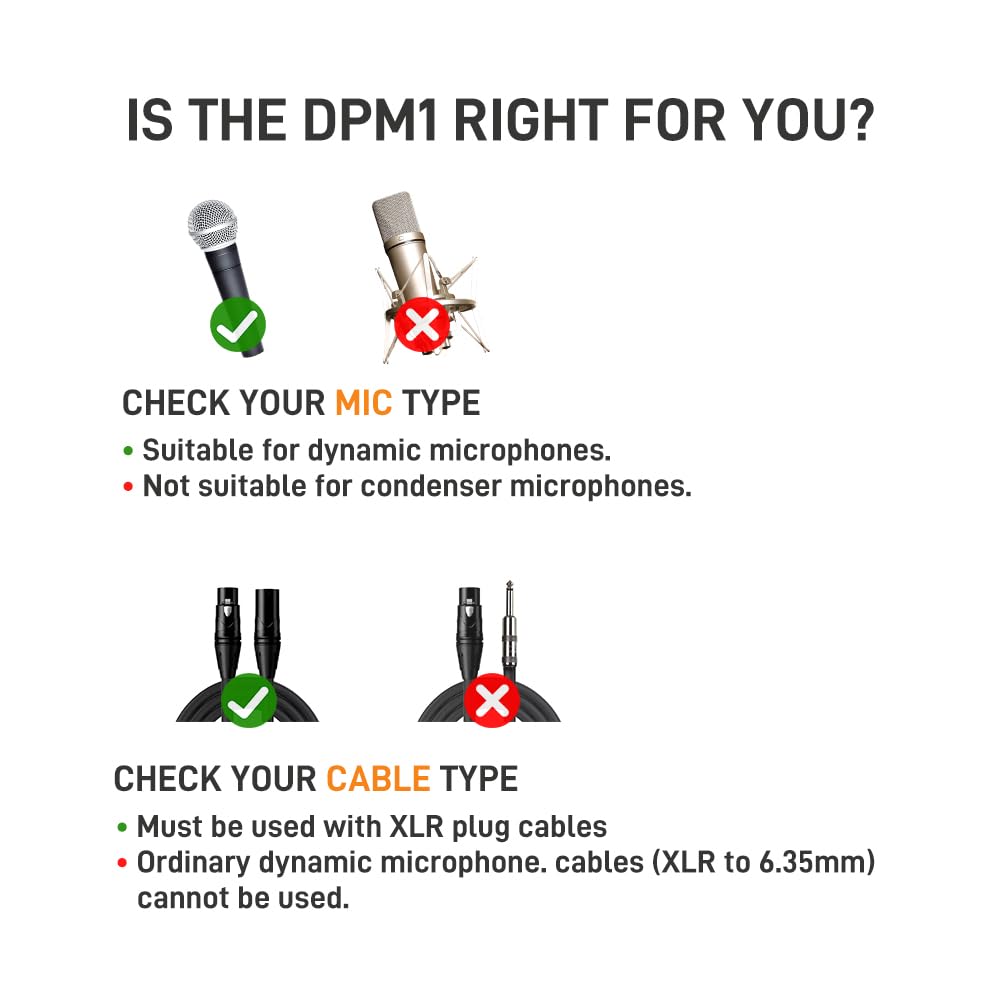 StudioMan DPM1 XLR Dynamic Microphones Preamp, 29dB Gain & Low-Noise Signal Boost, Plug-and-Play Metal Adapter,48V Phantom Power Required?not