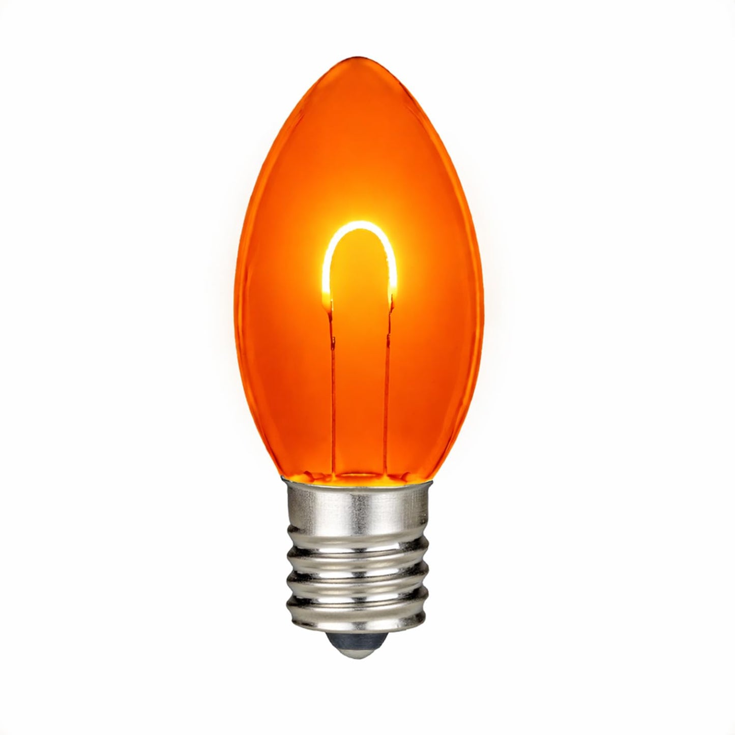 Novelty Lights 25 Pack C9 LED Flex Filament Bulbs, Warm Amber, E17 Base