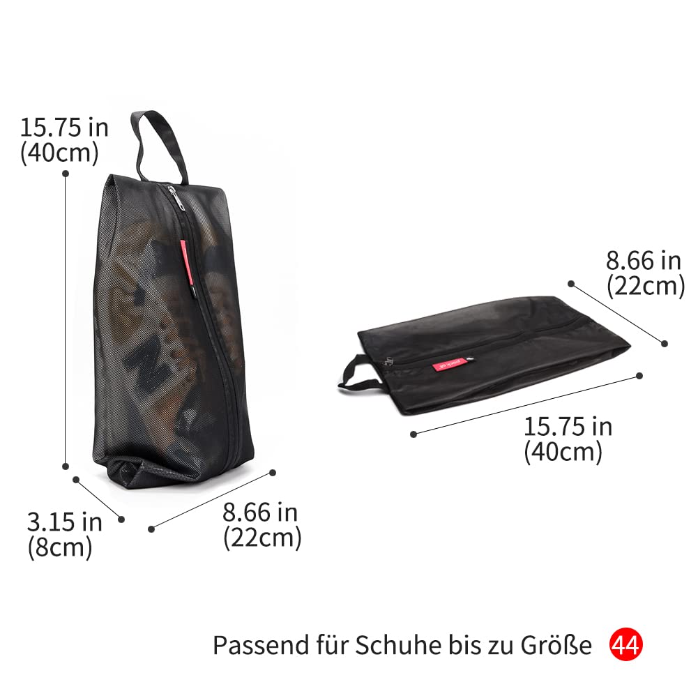 pack all Shoe Bag for Travel, Water-Resistant Shoe Pouch for Gym, Odor-Resistant Soccer Cleats Bag for Sport (Black, 1-Pack)