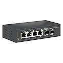 Davuaz 2.5G Unmanaged Ethernet Switch with 4 x 2.5G Base-T Ports and 2 x 10G SFP+ Uplink Ports, Compatible with 100/1000/2500Mbps, Fanlesss Design