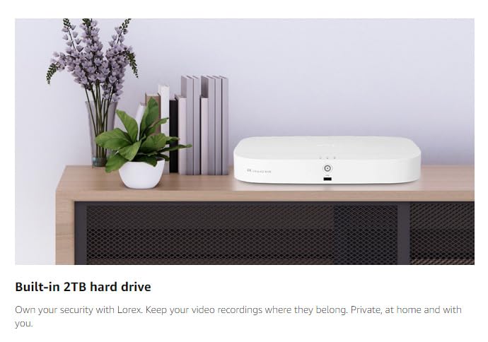 Lorex N843A82 4K 8-Channel 2TB Network Video Recorder (NVR) with Smart Motion Detection, Voice Control and Fusion Capabilities