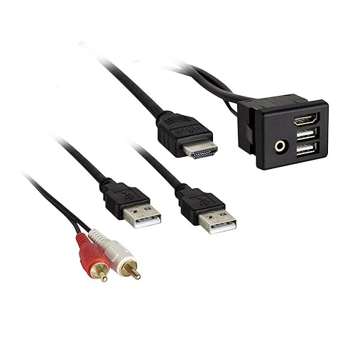 Axxess AX-GMUSBAUX-3 3 Foot USB, AUX & HDMI Replacement Panel for Select 2014-UP GM Vehicles, Black