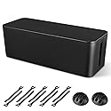 Cable Management Box, Large Cord Organizer Box to Hide Power Strip & Under Desk,TV Computer Wires Cable Organizer Hider Box with Cable Clips&Reusable