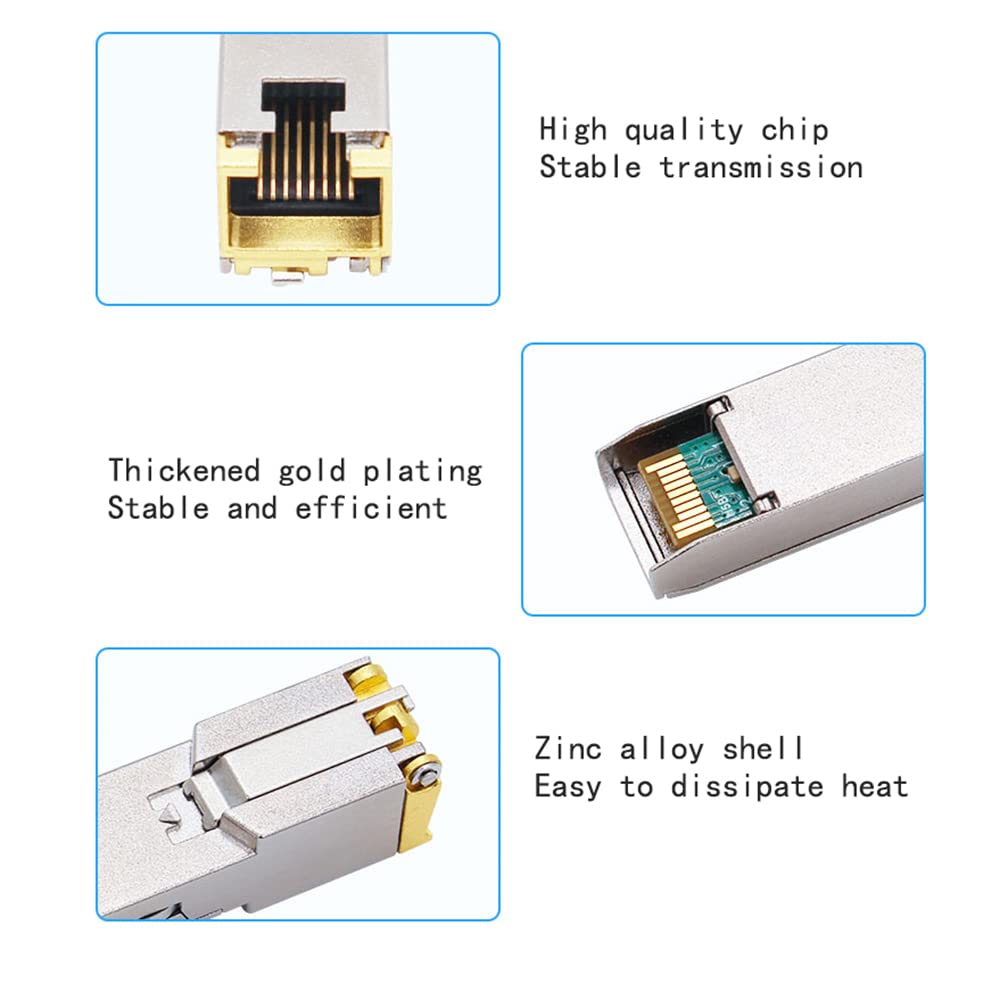 10GBase-t, SFP-10G-T Optical Module, 10G SFP to RJ45 Conversion Module,Adaptive 10G/5G/2.5G/1G,Support DDM, for Network Switch Cisco TPLINK Ubiquiti