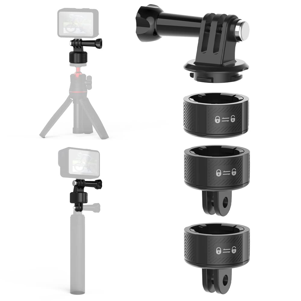 SUREWO Quick Release Base Mount Kit for GoPro,Magnetic Suction & Swivel Lock Adapter Compatible with GoPro Hero 13 12 11 10 9 8 7 6 5 Black,DJI Osmo