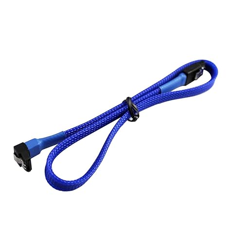 Darkside 45cm (18") SATA 3.0 180° to 90° Data Cable with Latch - Blue UV (DS-0082)