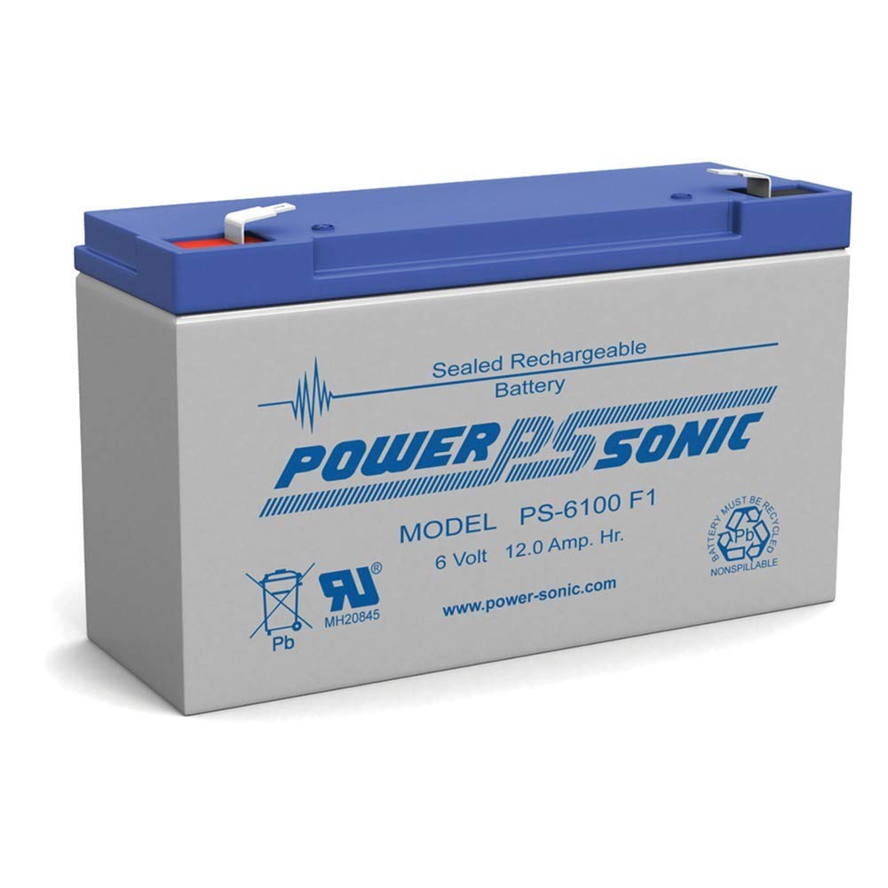Powersonic PS-6100F1-6 Volt/12 Amp Hour Sealed Lead Acid Battery with 0.187 Fast-on Connector (2)