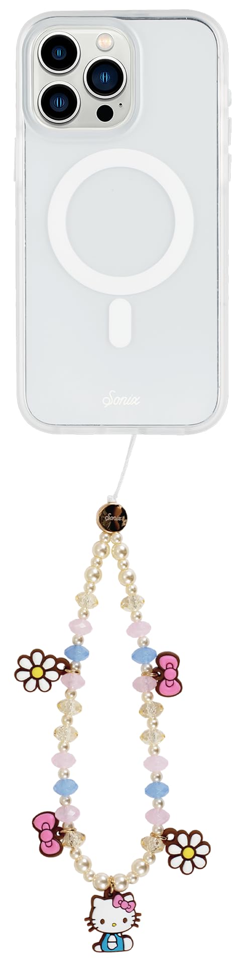 Sonix x Sanrio Beaded Phone Charm | Beaded Wristlet, Universal Phone Strap, and Detachable Cell Phone Lanyard with Silicone Charms | Hello Kitty Pink