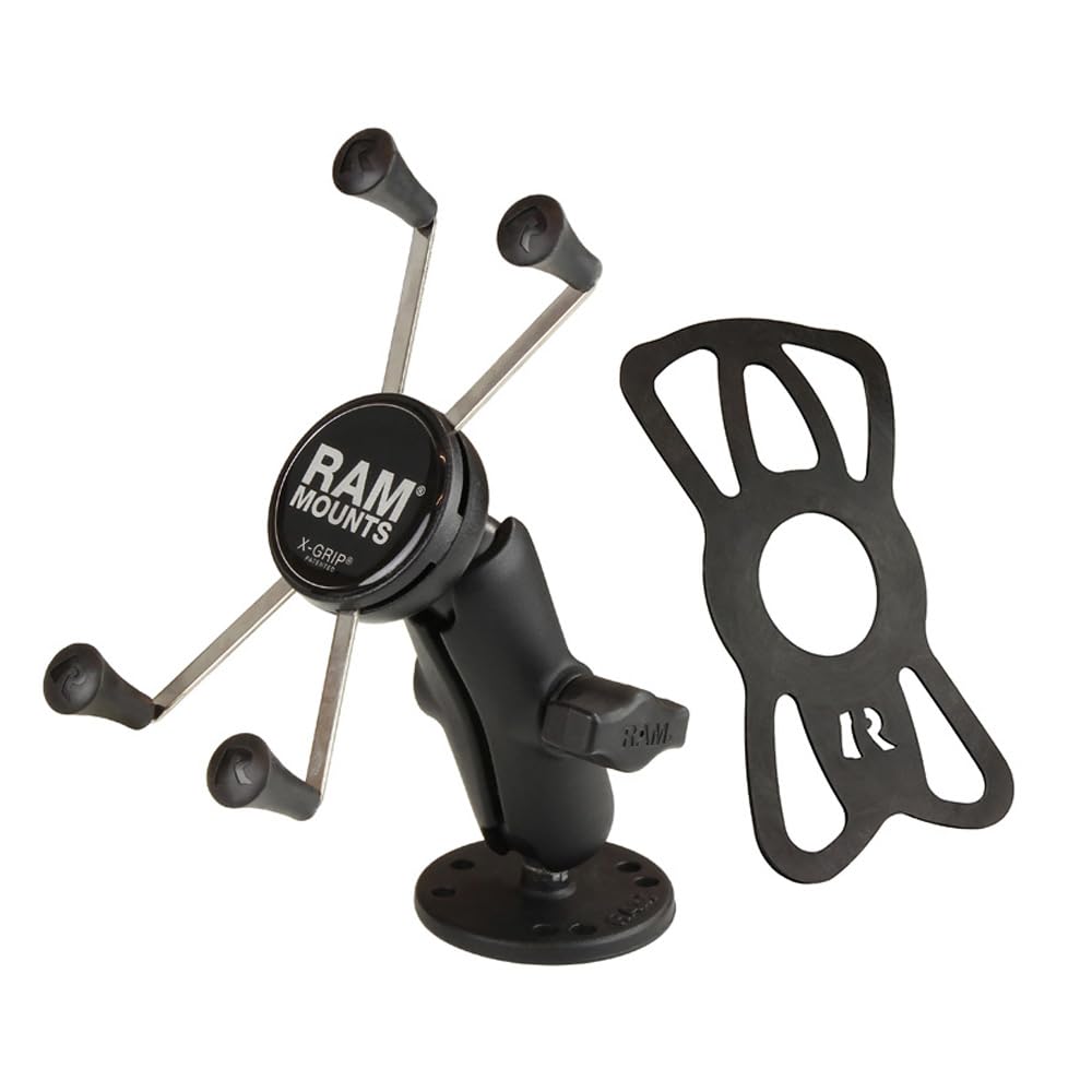 RAM MOUNTS X-Grip Universal Phone Mount Holder with Drill-Down Base & Medium Arm, Secure Smartphone Cradle for iPhone & Android RAM-B-138-UN10