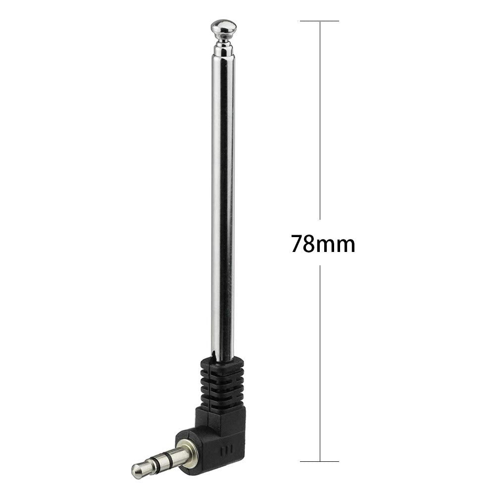 Bingfu Mini FM Radio Antenna 3.5mm Male Telescopic FM Antenna Portable 2-Pack Compatible with Indoor Stereo Receiver AV Audio Video Home Theater