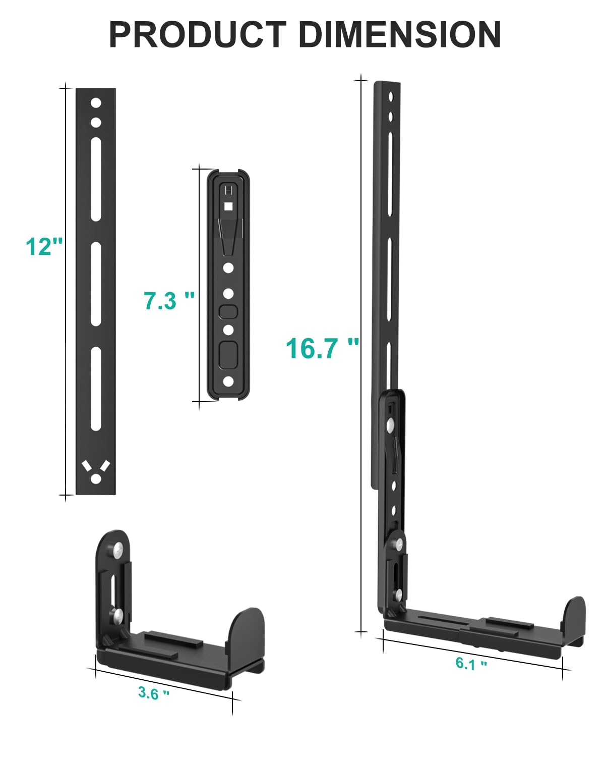 WALI Universal Soundbar Mount for TV, Heavy-Duty Bracket for Mounting Above or Below Screen, Length Up to 16.7",Fits