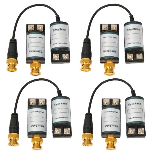 VideoSecu 4 Pairs of Passive Mini CCTV BNC Video Balun Security Camera Network Transceiver CAT5 Connections M46