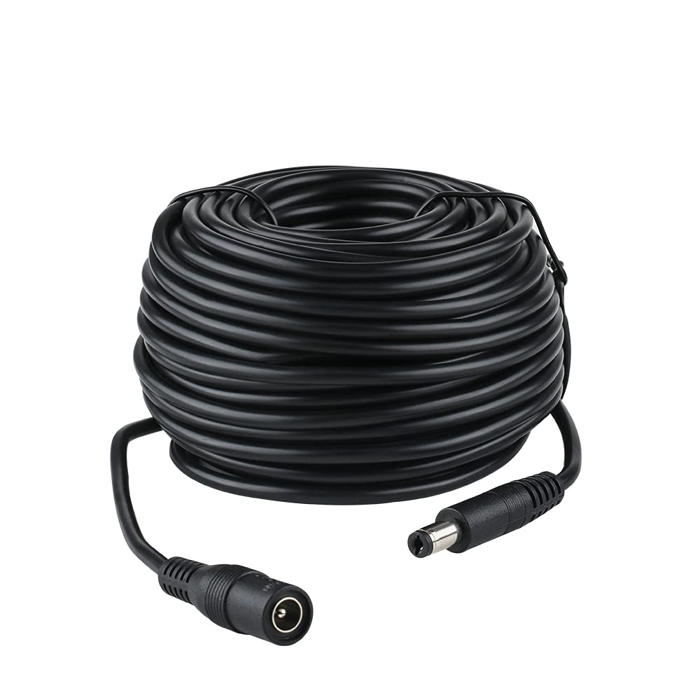 Power Extension Cable 100ft 5.5mm x 2.1mm 12 Volt Male to Female Plug Cord for CCTV IP Security Cameras DVRs and More Devices Black…