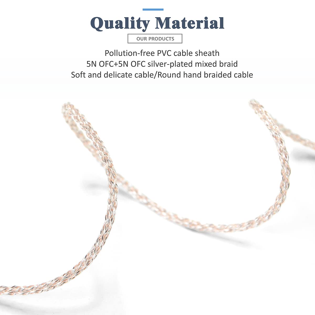 GUCraftsman 5N OFC Copper+Graphene Mixed Braid Earphone Replacement Cables for Sennheiser IE200 IE300 IE600 IE900 (4.4mm Plug)